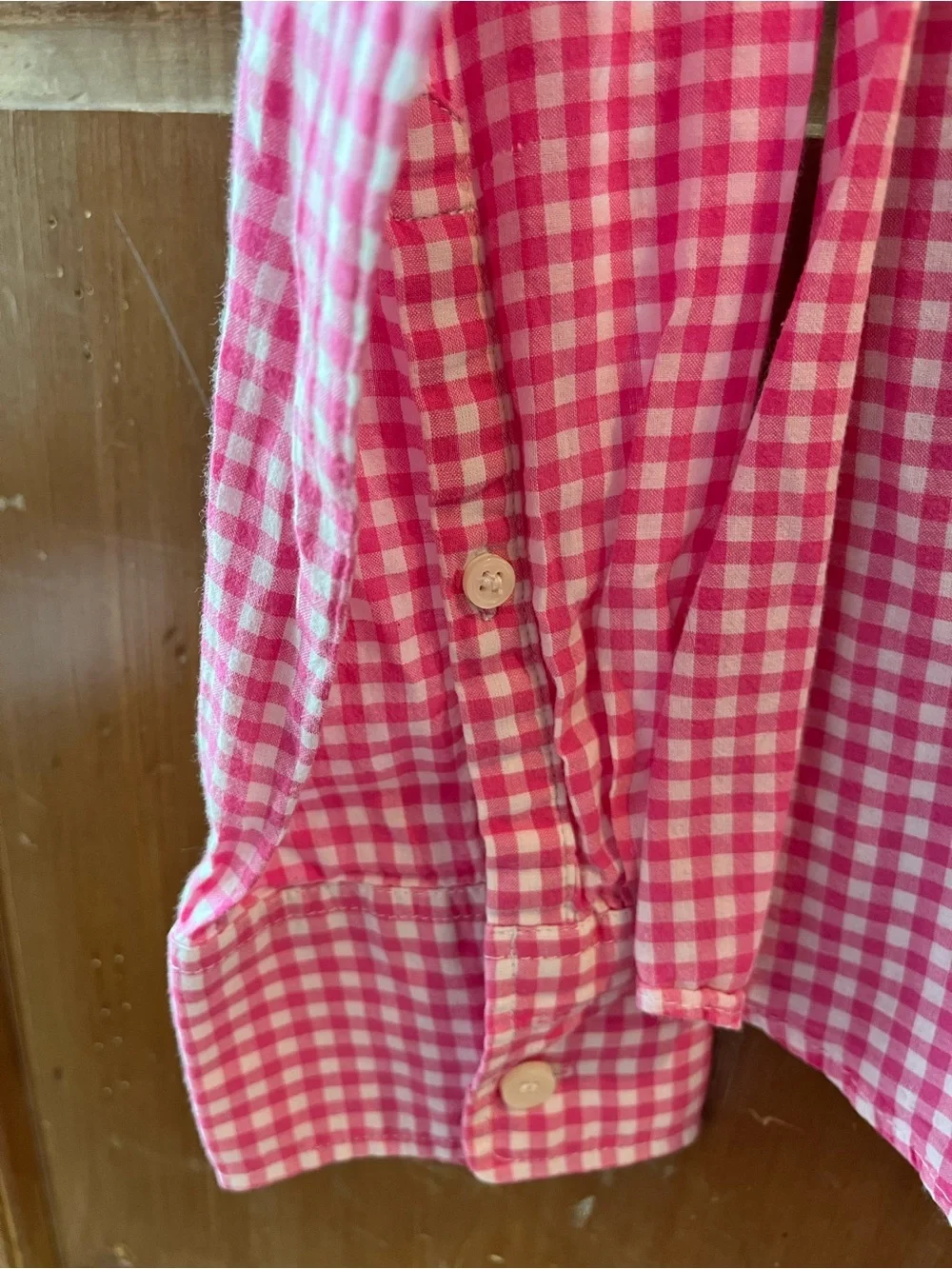 J CREW. FUSCHIA PINK GINGHAM CHECK COLLARRD BUTTON DOWN SHIRT/BLOUSE. MEDIUM - Picture 4 of 6